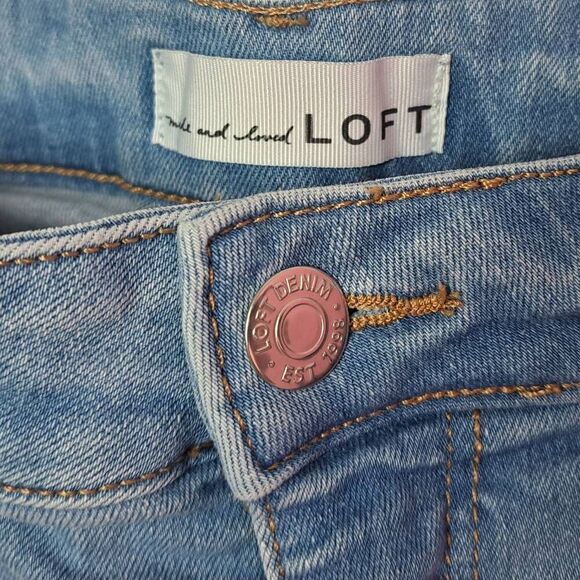 Loft Women's Chewed Hem High Rise Kick Crop Jeans size 12 / 31 - Picture 6 of 9